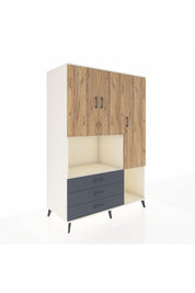 Kronos Dolap 6 Raflı 3 Çekmeceli 3 Kapaklı 132x59x195 Aytaşı-Çam/Antrasit