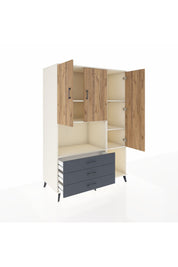 Kronos Dolap 6 Raflı 3 Çekmeceli 3 Kapaklı 132x59x195 Aytaşı-Çam/Antrasit