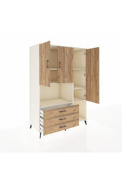 Kronos Dolap 6 Raflı 3 Çekmeceli 3 Kapaklı 132x59x195 Aytaşı-Çam/Çam