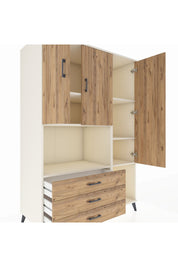 Kronos Dolap 6 Raflı 3 Çekmeceli 3 Kapaklı 132x59x195 Aytaşı-Çam/Çam