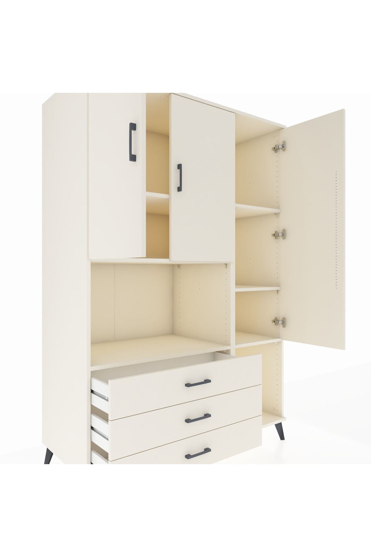 Kronos Dolap 6 Raflı 3 Çekmeceli 3 Kapaklı 132x59x195 Aytaşı-Aytaşı/Aytaşı