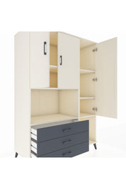 Kronos Dolap 6 Raflı 3 Çekmeceli 3 Kapaklı 132x59x195 Aytaşı-Aytaşı/Antrasit