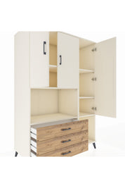 Kronos Dolap 6 Raflı 3 Çekmeceli 3 Kapaklı 132x59x195 Aytaşı-Aytaşı/Çam