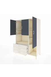 Kronos Dolap 6 Raflı 3 Çekmeceli 3 Kapaklı 132x59x195 Aytaşı-Antrasit/Aytaşı