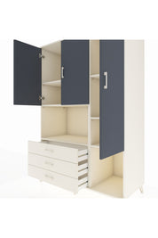 Kronos Dolap 6 Raflı 3 Çekmeceli 3 Kapaklı 132x59x195 Aytaşı-Antrasit/Aytaşı