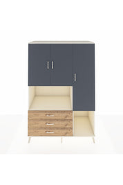 Kronos Dolap 6 Raflı 3 Çekmeceli 3 Kapaklı 132x59x195 Aytaşı-Antrasit/Çam