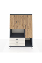 Kronos Dolap 6 Raflı 3 Çekmeceli 3 Kapaklı 132x59x195 Antrasit-Çam/Aytaşı