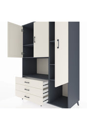 Kronos Dolap 6 Raflı 3 Çekmeceli 3 Kapaklı 132x59x195 Antrasit-Aytaşı/Aytaşı