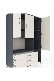 Kronos Dolap 6 Raflı 3 Çekmeceli 3 Kapaklı 132x59x195 Antrasit-Aytaşı/Aytaşı