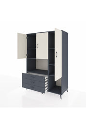 Kronos Dolap 6 Raflı 3 Çekmeceli 3 Kapaklı 132x59x195 Antrasit-Aytaşı/Antrasit