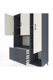 Kronos Dolap 6 Raflı 3 Çekmeceli 3 Kapaklı 132x59x195 Antrasit-Aytaşı/Antrasit