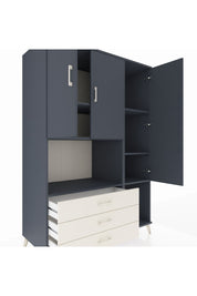 Kronos Dolap 6 Raflı 3 Çekmeceli 3 Kapaklı 132x59x195 Antrasit-Antrasit/Aytaşı