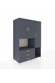 Kronos Dolap 6 Raflı 3 Çekmeceli 3 Kapaklı 132x59x195 Antrasit-Antrasit/Antrasit