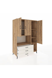 Kronos Dolap 6 Raflı 3 Çekmeceli 3 Kapaklı 132x59x195 Çam-Çam/Aytaşı