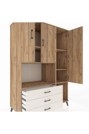 Kronos Dolap 6 Raflı 3 Çekmeceli 3 Kapaklı 132x59x195 Çam-Çam/Aytaşı