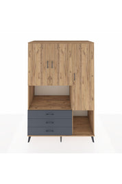 Kronos Dolap 6 Raflı 3 Çekmeceli 3 Kapaklı 132x59x195 Çam-Çam/Antrasit