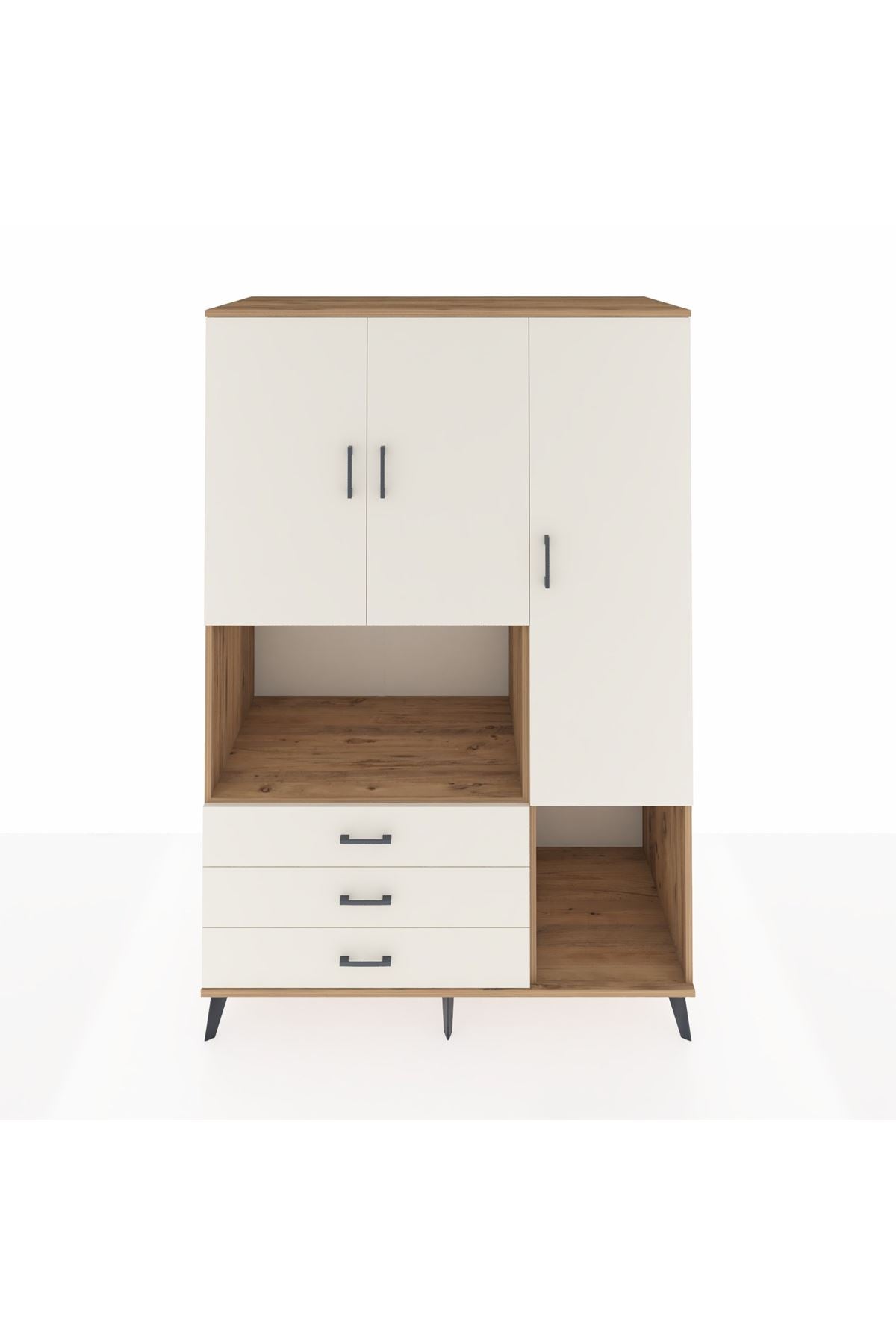 Kronos Dolap 6 Raflı 3 Çekmeceli 3 Kapaklı 132x59x195 Çam-Aytaşı/Aytaşı