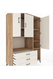 Kronos Dolap 6 Raflı 3 Çekmeceli 3 Kapaklı 132x59x195 Çam-Aytaşı/Aytaşı
