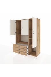 Kronos Dolap 6 Raflı 3 Çekmeceli 3 Kapaklı 132x59x195 Çam-Aytaşı/Çam