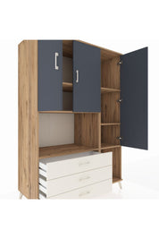 Kronos Dolap 6 Raflı 3 Çekmeceli 3 Kapaklı 132x59x195 Çam-Antrasit/Aytaşı