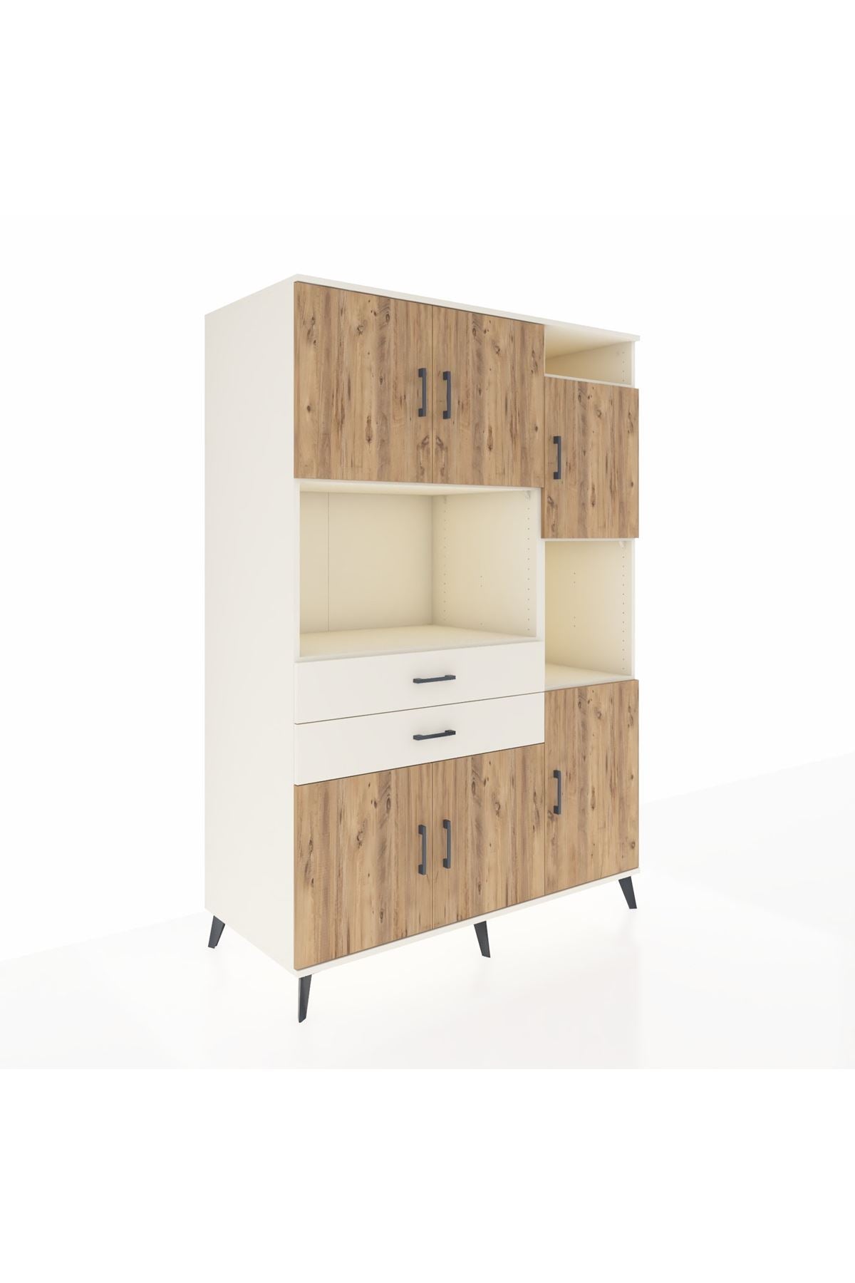 Kronos Dolap 9 Raflı 2 Çekmeceli 6 Kapaklı 132x59x195 Aytaşı-Çam/Aytaşı