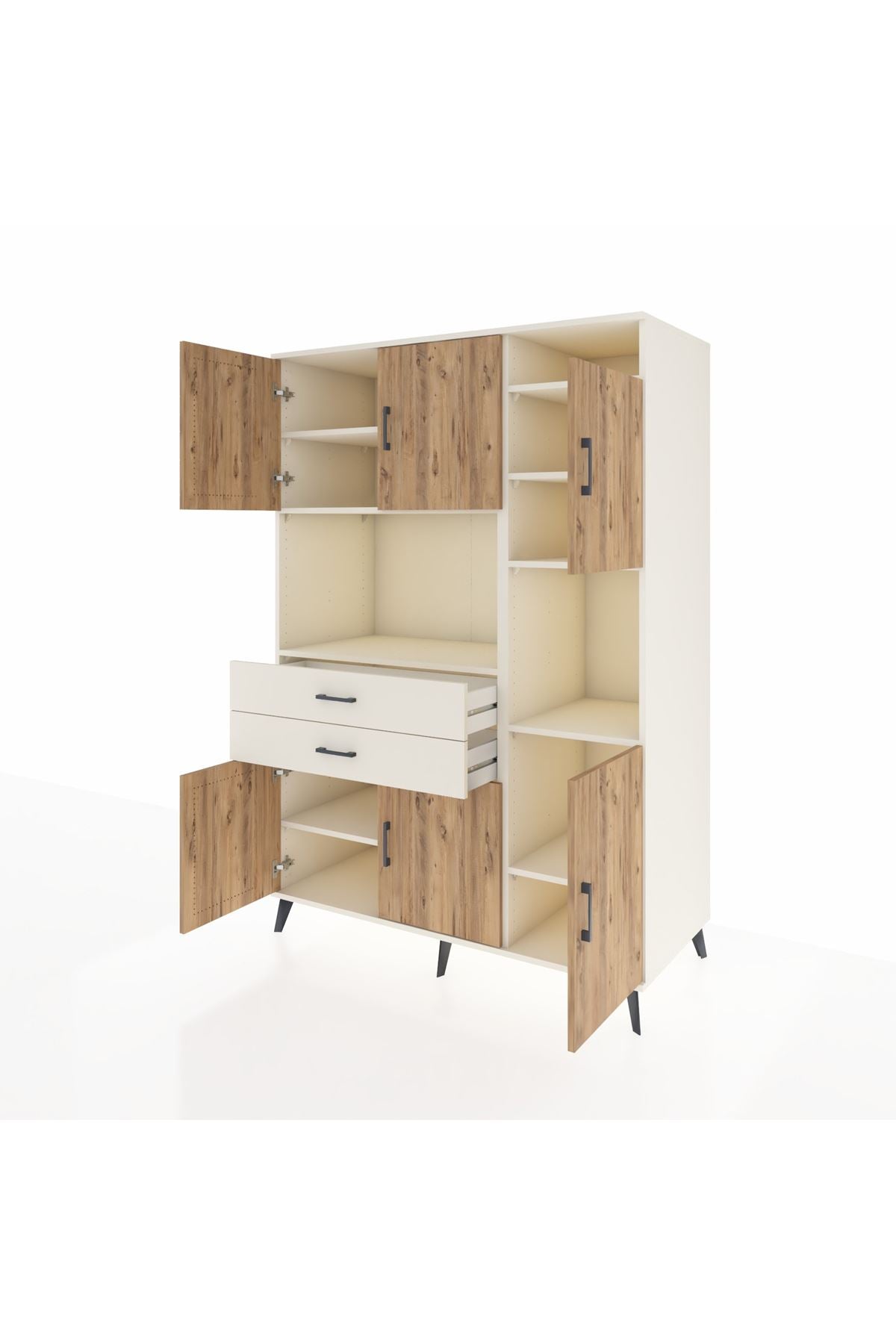 Kronos Dolap 9 Raflı 2 Çekmeceli 6 Kapaklı 132x59x195 Aytaşı-Çam/Aytaşı