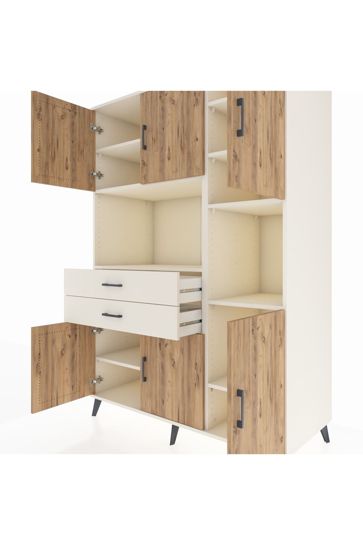 Kronos Dolap 9 Raflı 2 Çekmeceli 6 Kapaklı 132x59x195 Aytaşı-Çam/Aytaşı