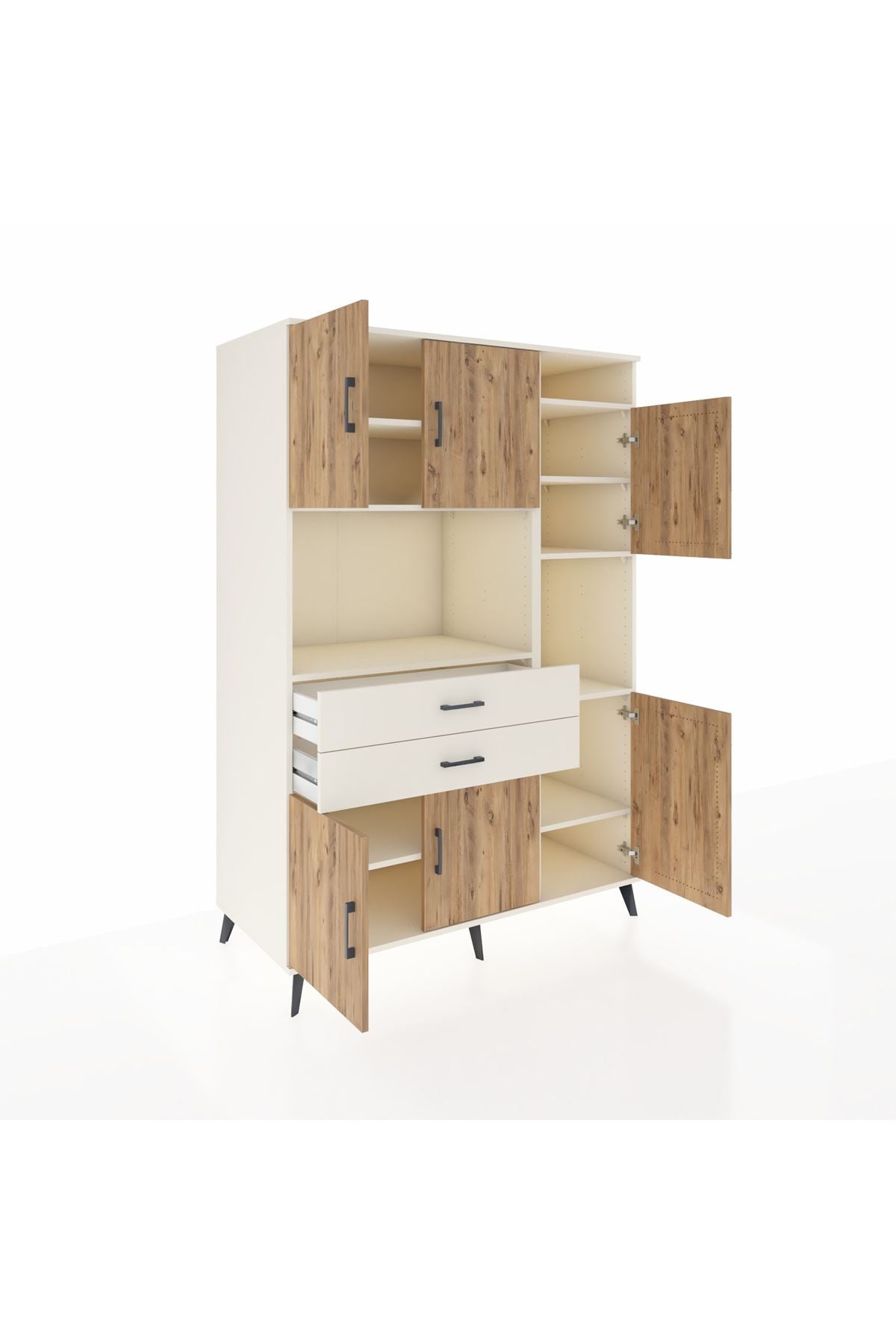 Kronos Dolap 9 Raflı 2 Çekmeceli 6 Kapaklı 132x59x195 Aytaşı-Çam/Aytaşı