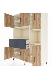 Kronos Dolap 9 Raflı 2 Çekmeceli 6 Kapaklı 132x59x195 Aytaşı-Çam/Antrasit