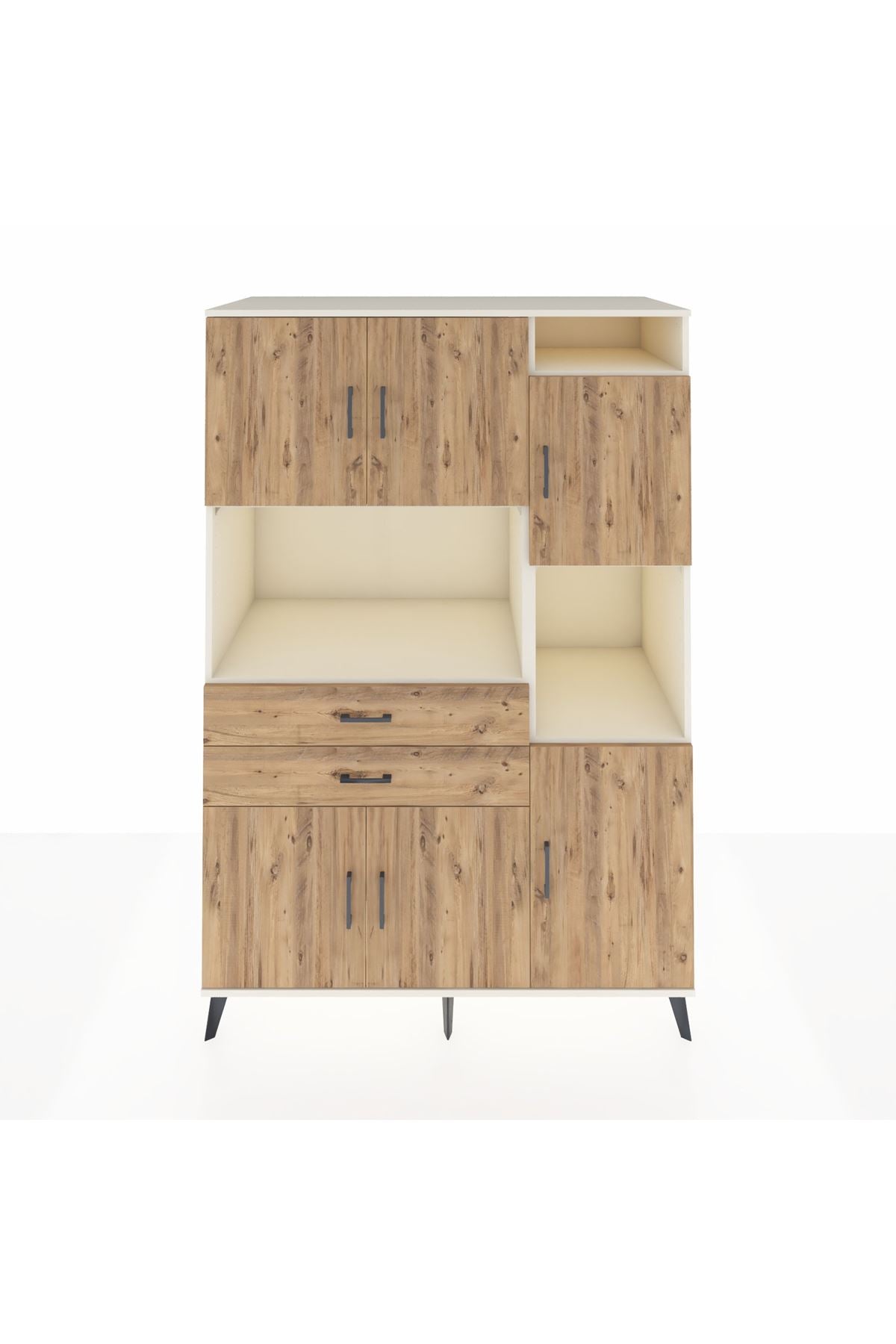 Kronos Dolap 9 Raflı 2 Çekmeceli 6 Kapaklı 132x59x195 Aytaşı-Çam/Çam