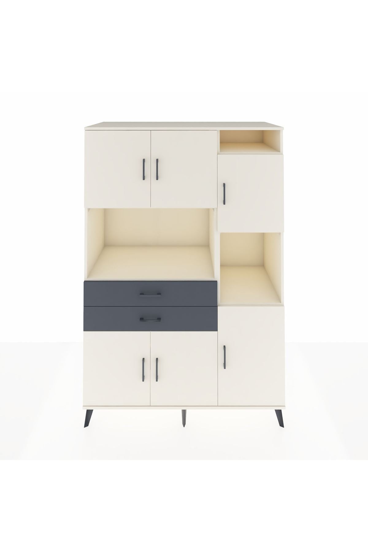 Kronos Dolap 9 Raflı 2 Çekmeceli 6 Kapaklı 132x59x195 Aytaşı-Aytaşı/Antrasit