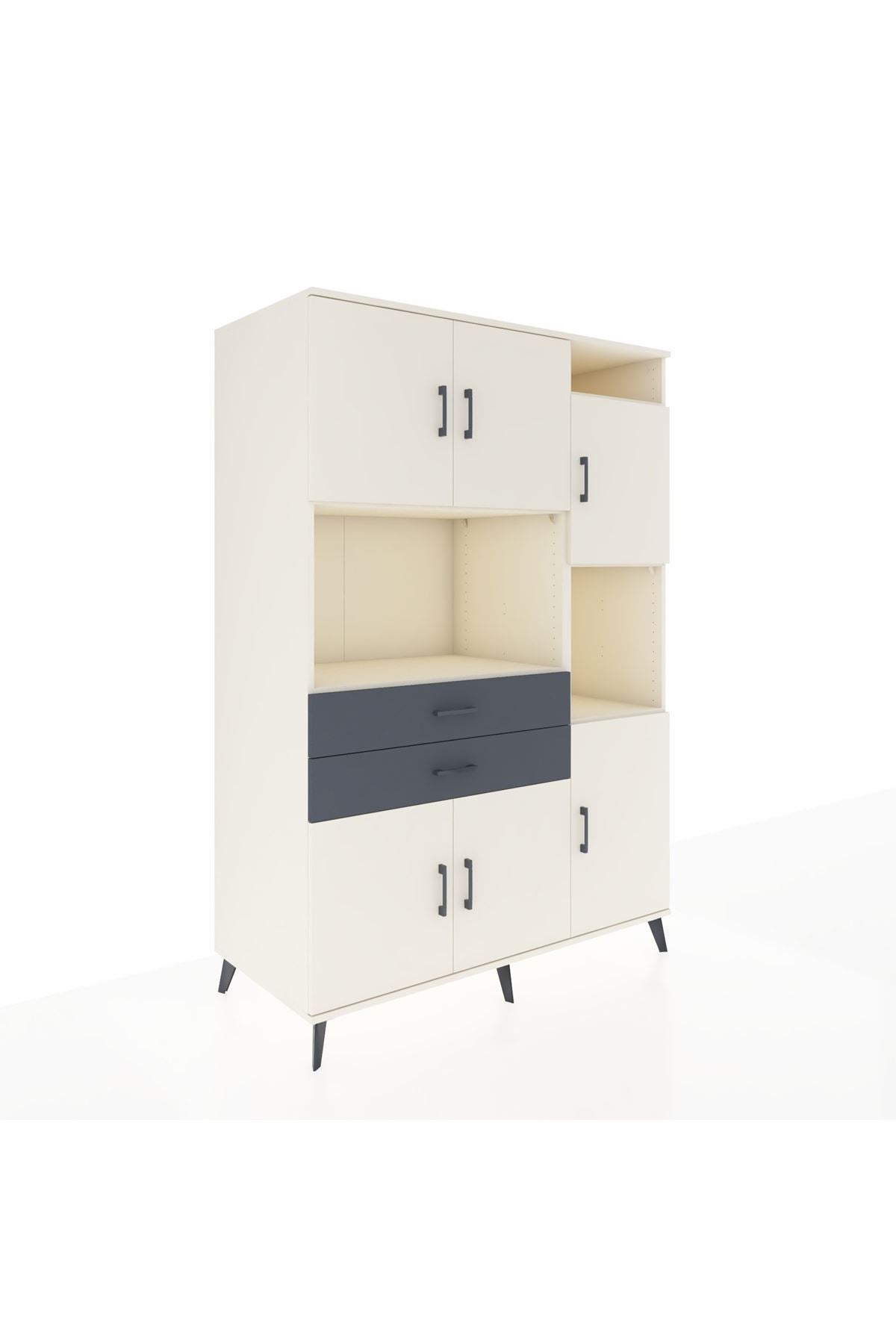 Kronos Dolap 9 Raflı 2 Çekmeceli 6 Kapaklı 132x59x195 Aytaşı-Aytaşı/Antrasit