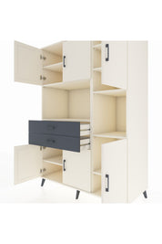 Kronos Dolap 9 Raflı 2 Çekmeceli 6 Kapaklı 132x59x195 Aytaşı-Aytaşı/Antrasit