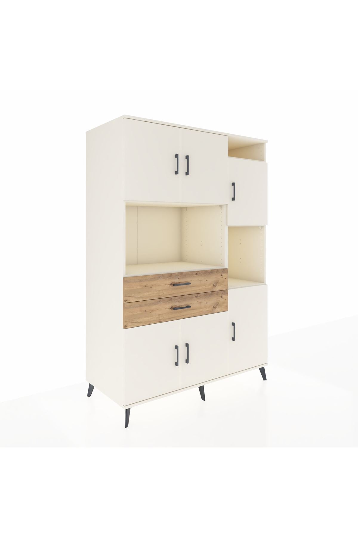 Kronos Dolap 9 Raflı 2 Çekmeceli 6 Kapaklı 132x59x195 Aytaşı-Aytaşı/Çam