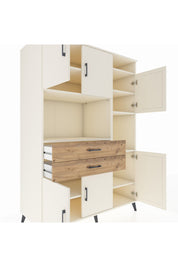 Kronos Dolap 9 Raflı 2 Çekmeceli 6 Kapaklı 132x59x195 Aytaşı-Aytaşı/Çam