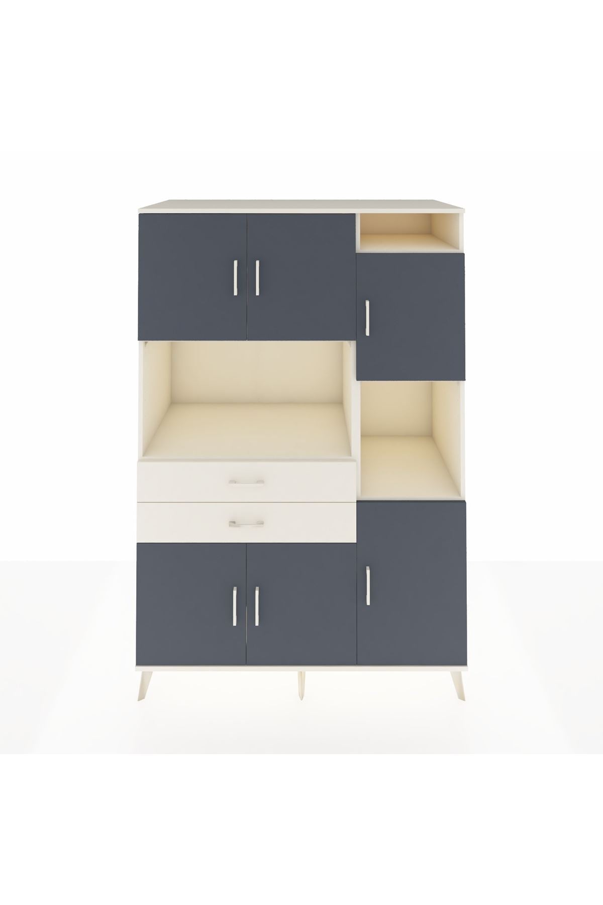 Kronos Dolap 9 Raflı 2 Çekmeceli 6 Kapaklı 132x59x195 Aytaşı-Antrasit/Aytaşı