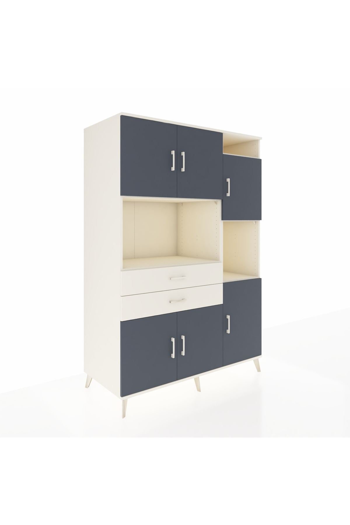 Kronos Dolap 9 Raflı 2 Çekmeceli 6 Kapaklı 132x59x195 Aytaşı-Antrasit/Aytaşı