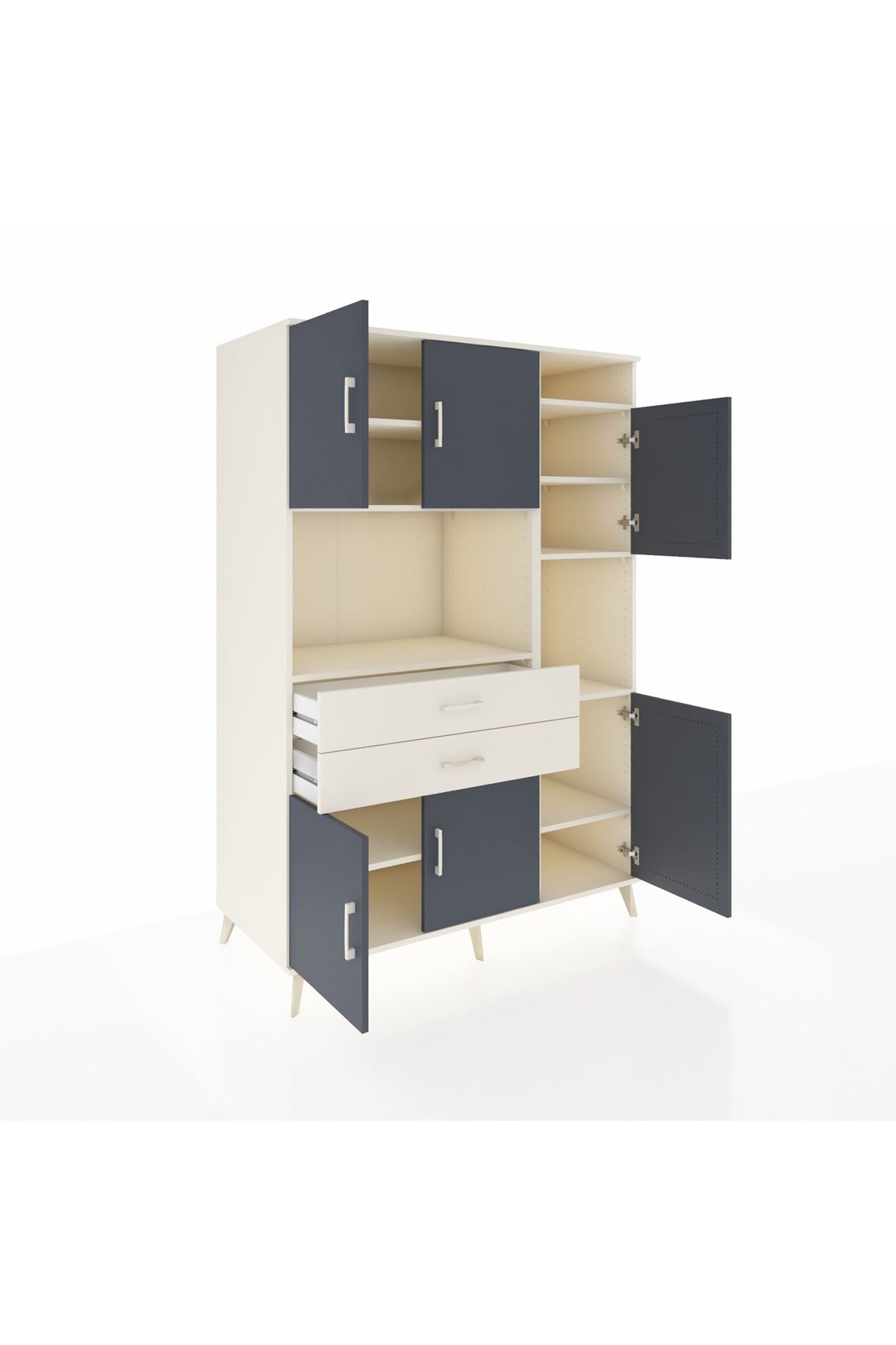 Kronos Dolap 9 Raflı 2 Çekmeceli 6 Kapaklı 132x59x195 Aytaşı-Antrasit/Aytaşı