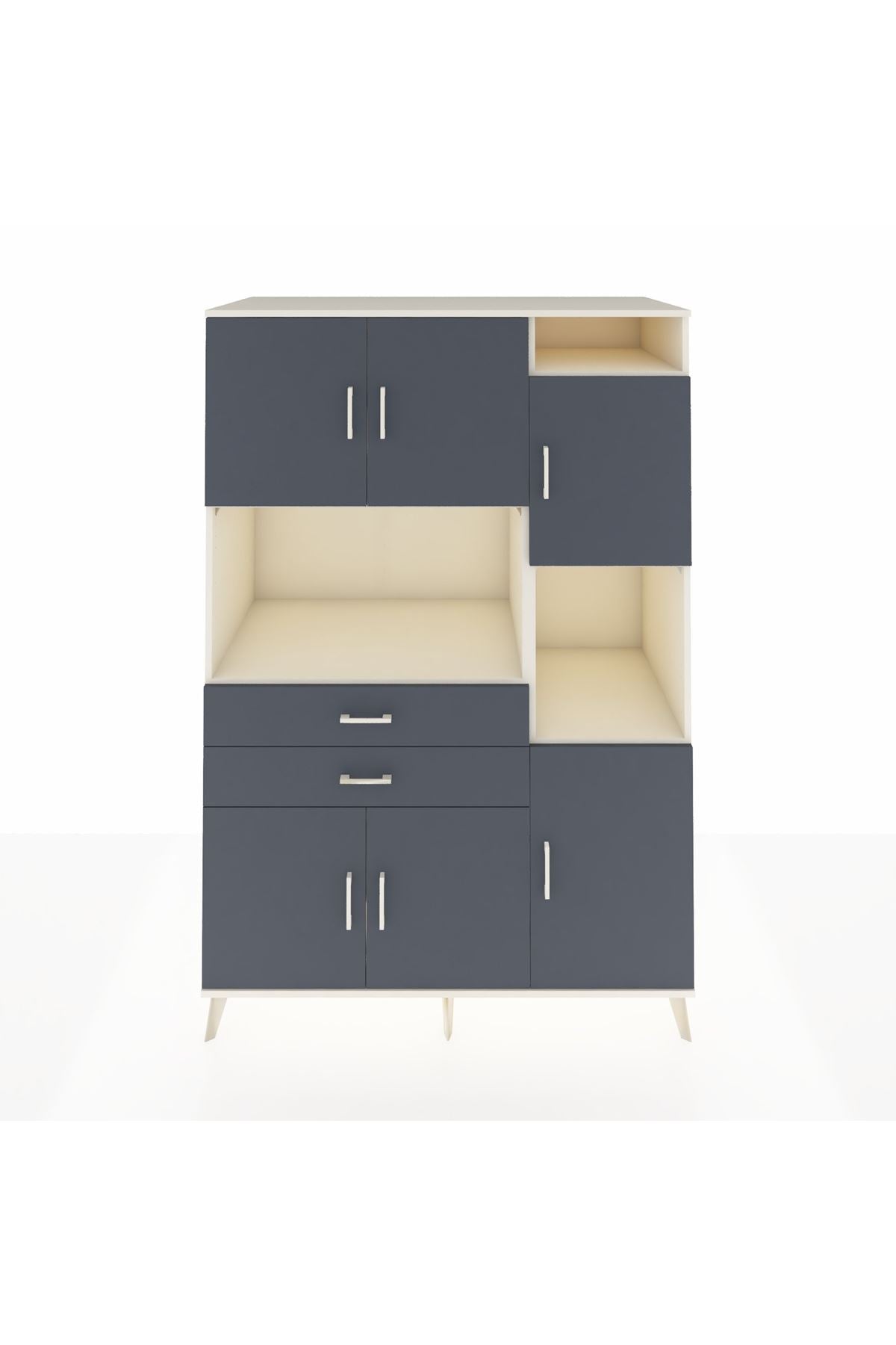 Kronos Dolap 9 Raflı 2 Çekmeceli 6 Kapaklı 132x59x195 Aytaşı-Antrasit/Antrasit