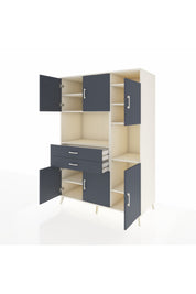 Kronos Dolap 9 Raflı 2 Çekmeceli 6 Kapaklı 132x59x195 Aytaşı-Antrasit/Antrasit