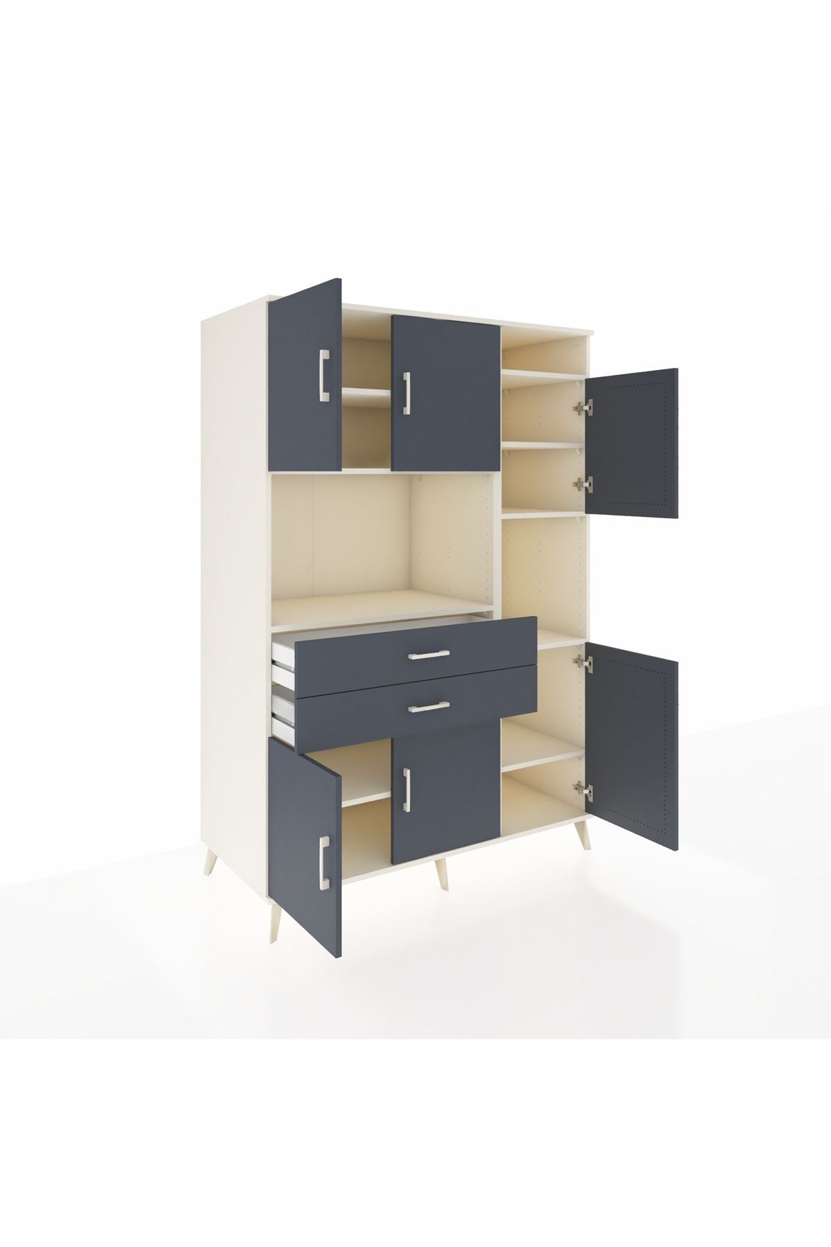 Kronos Dolap 9 Raflı 2 Çekmeceli 6 Kapaklı 132x59x195 Aytaşı-Antrasit/Antrasit