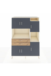 Kronos Dolap 9 Raflı 2 Çekmeceli 6 Kapaklı 132x59x195 Aytaşı-Antrasit/Çam