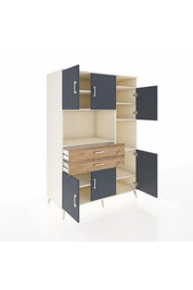 Kronos Dolap 9 Raflı 2 Çekmeceli 6 Kapaklı 132x59x195 Aytaşı-Antrasit/Çam