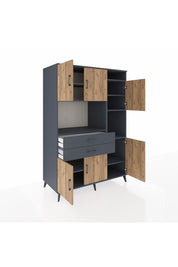 Kronos Dolap 9 Raflı 2 Çekmeceli 6 Kapaklı 132x59x195 Antrasit-Çam/Antrasit