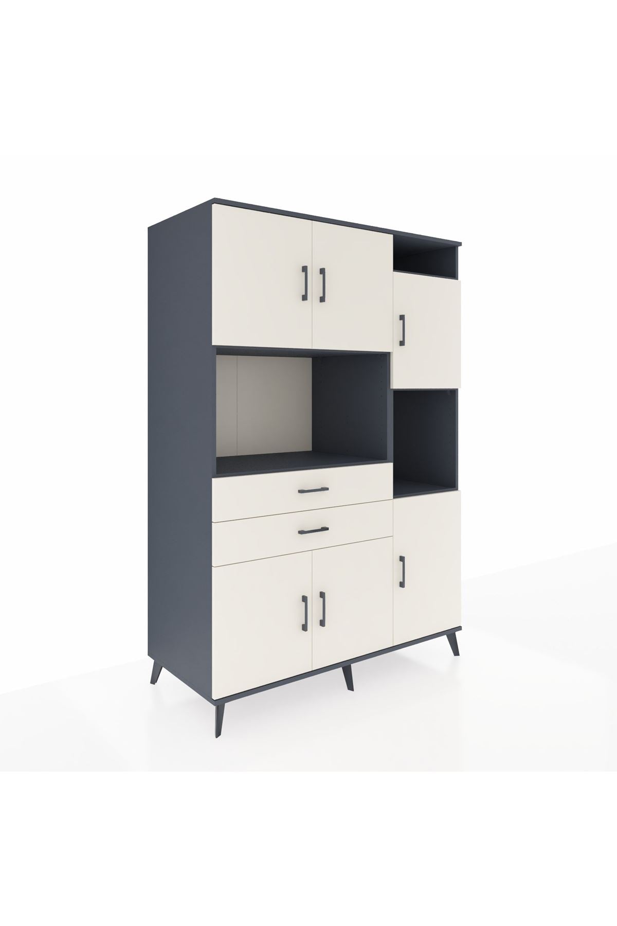 Kronos Dolap 9 Raflı 2 Çekmeceli 6 Kapaklı 132x59x195 Antrasit-Aytaşı/Aytaşı