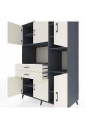 Kronos Dolap 9 Raflı 2 Çekmeceli 6 Kapaklı 132x59x195 Antrasit-Aytaşı/Aytaşı