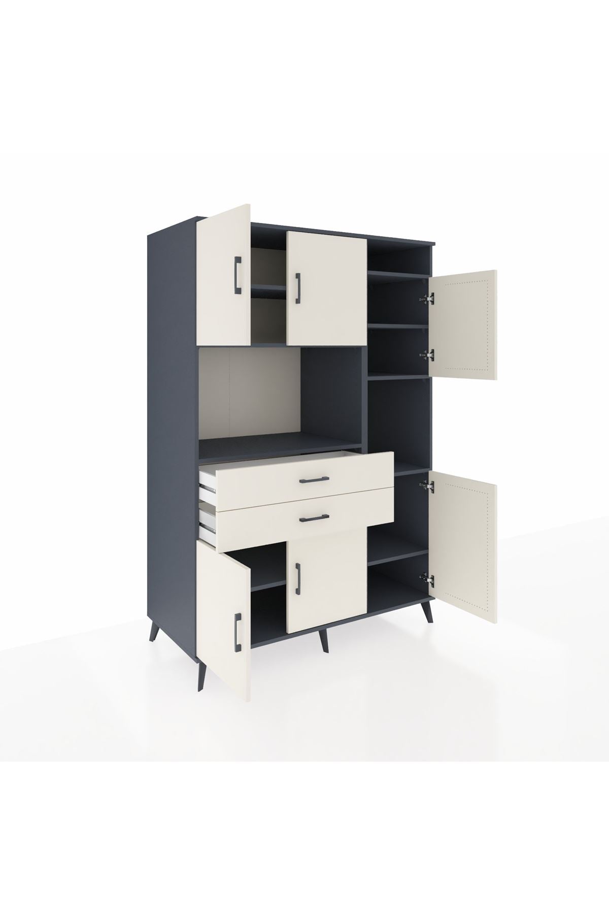 Kronos Dolap 9 Raflı 2 Çekmeceli 6 Kapaklı 132x59x195 Antrasit-Aytaşı/Aytaşı