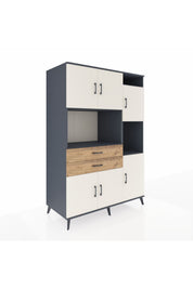 Kronos Dolap 9 Raflı 2 Çekmeceli 6 Kapaklı 132x59x195 Antrasit-Aytaşı/Çam