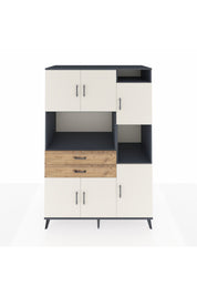 Kronos Dolap 9 Raflı 2 Çekmeceli 6 Kapaklı 132x59x195 Antrasit-Aytaşı/Çam