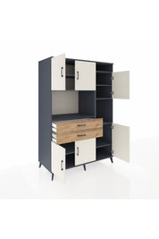 Kronos Dolap 9 Raflı 2 Çekmeceli 6 Kapaklı 132x59x195 Antrasit-Aytaşı/Çam